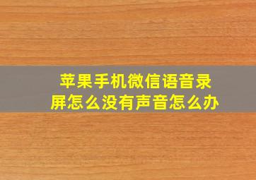 苹果手机微信语音录屏怎么没有声音怎么办