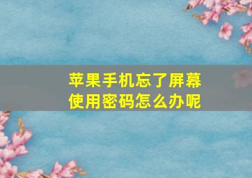 苹果手机忘了屏幕使用密码怎么办呢