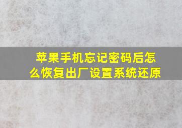 苹果手机忘记密码后怎么恢复出厂设置系统还原