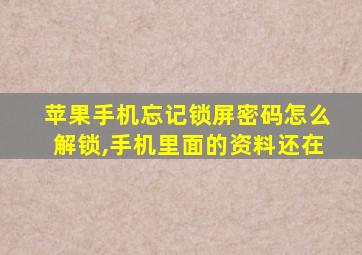 苹果手机忘记锁屏密码怎么解锁,手机里面的资料还在