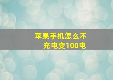 苹果手机怎么不充电变100电