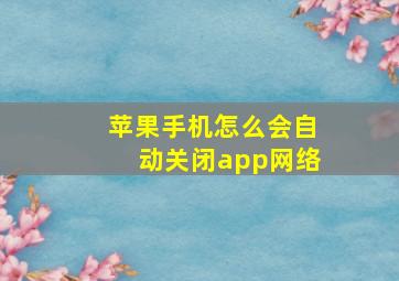 苹果手机怎么会自动关闭app网络