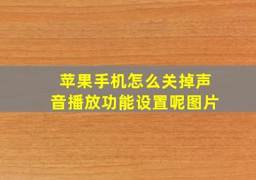 苹果手机怎么关掉声音播放功能设置呢图片