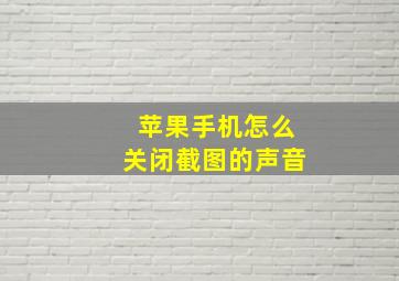 苹果手机怎么关闭截图的声音