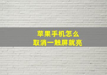 苹果手机怎么取消一触屏就亮