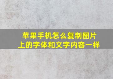 苹果手机怎么复制图片上的字体和文字内容一样