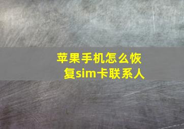 苹果手机怎么恢复sim卡联系人