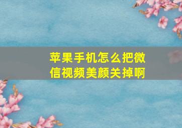 苹果手机怎么把微信视频美颜关掉啊