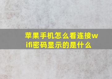 苹果手机怎么看连接wifi密码显示的是什么