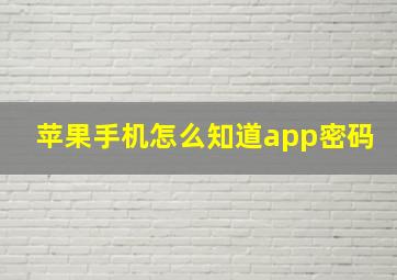 苹果手机怎么知道app密码