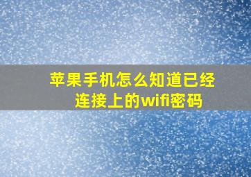 苹果手机怎么知道已经连接上的wifi密码