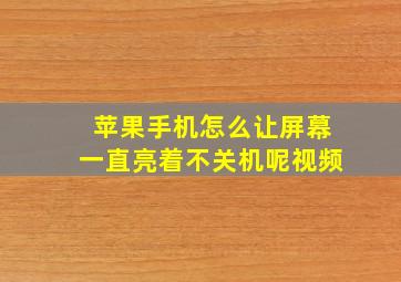 苹果手机怎么让屏幕一直亮着不关机呢视频