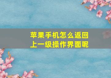 苹果手机怎么返回上一级操作界面呢