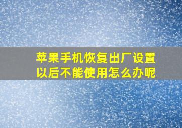 苹果手机恢复出厂设置以后不能使用怎么办呢