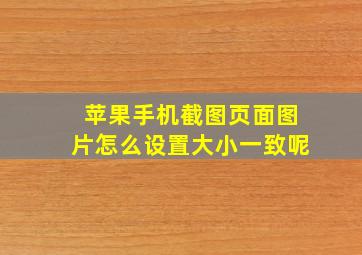 苹果手机截图页面图片怎么设置大小一致呢