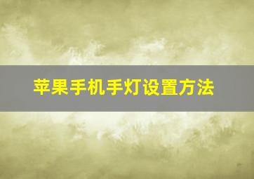 苹果手机手灯设置方法