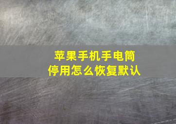 苹果手机手电筒停用怎么恢复默认