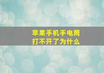 苹果手机手电筒打不开了为什么