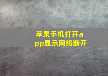 苹果手机打开app显示网络断开