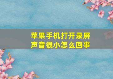 苹果手机打开录屏声音很小怎么回事