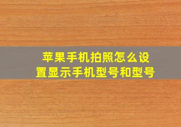 苹果手机拍照怎么设置显示手机型号和型号