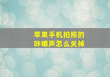 苹果手机拍照的咔嚓声怎么关掉