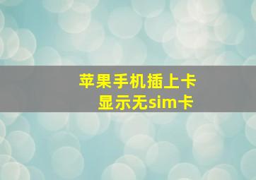 苹果手机插上卡显示无sim卡