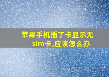 苹果手机插了卡显示无sim卡,应该怎么办