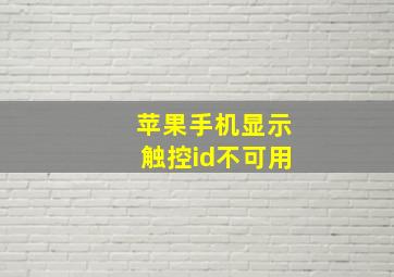 苹果手机显示触控id不可用