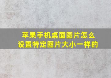 苹果手机桌面图片怎么设置特定图片大小一样的