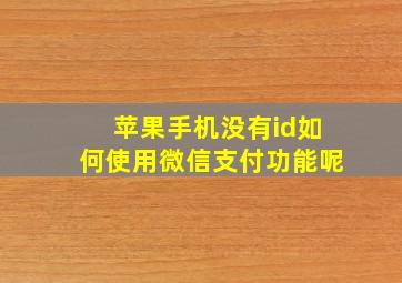 苹果手机没有id如何使用微信支付功能呢