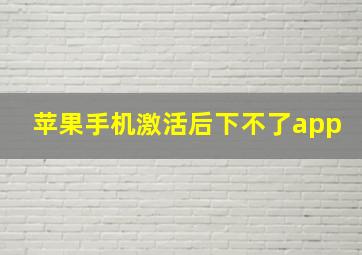 苹果手机激活后下不了app