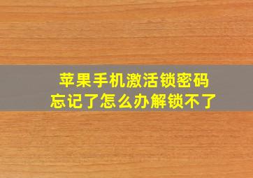 苹果手机激活锁密码忘记了怎么办解锁不了