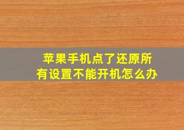 苹果手机点了还原所有设置不能开机怎么办