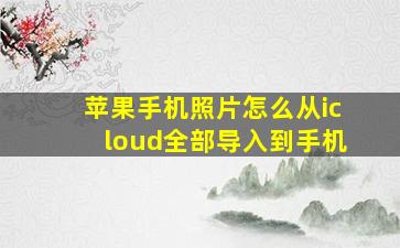 苹果手机照片怎么从icloud全部导入到手机