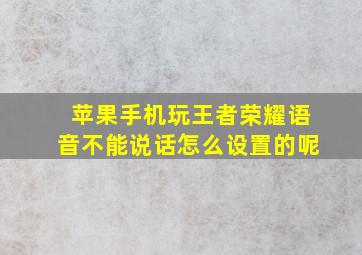 苹果手机玩王者荣耀语音不能说话怎么设置的呢