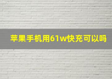 苹果手机用61w快充可以吗