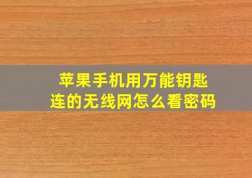 苹果手机用万能钥匙连的无线网怎么看密码