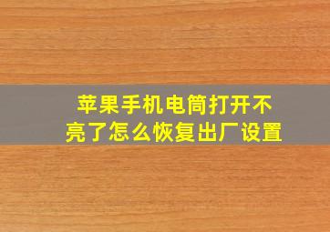 苹果手机电筒打开不亮了怎么恢复出厂设置