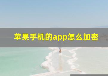 苹果手机的app怎么加密