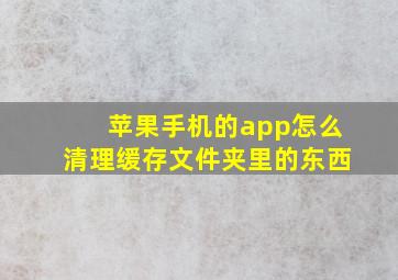 苹果手机的app怎么清理缓存文件夹里的东西