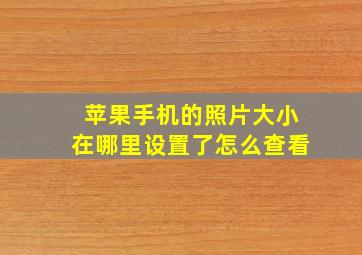 苹果手机的照片大小在哪里设置了怎么查看