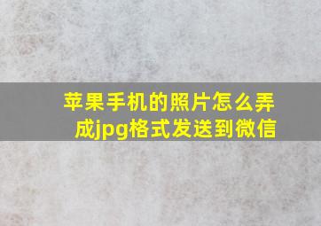 苹果手机的照片怎么弄成jpg格式发送到微信