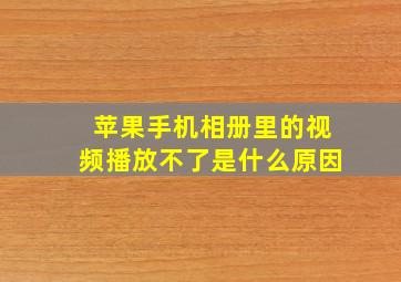 苹果手机相册里的视频播放不了是什么原因