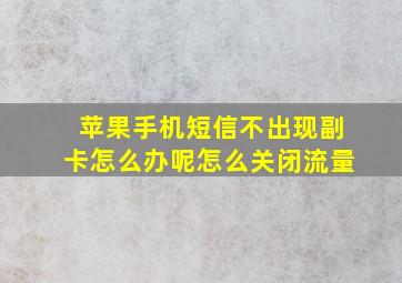 苹果手机短信不出现副卡怎么办呢怎么关闭流量