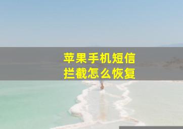 苹果手机短信拦截怎么恢复