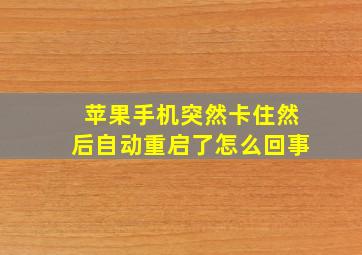 苹果手机突然卡住然后自动重启了怎么回事