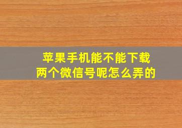 苹果手机能不能下载两个微信号呢怎么弄的