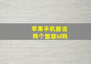 苹果手机能设两个面容id吗