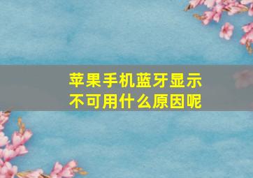 苹果手机蓝牙显示不可用什么原因呢